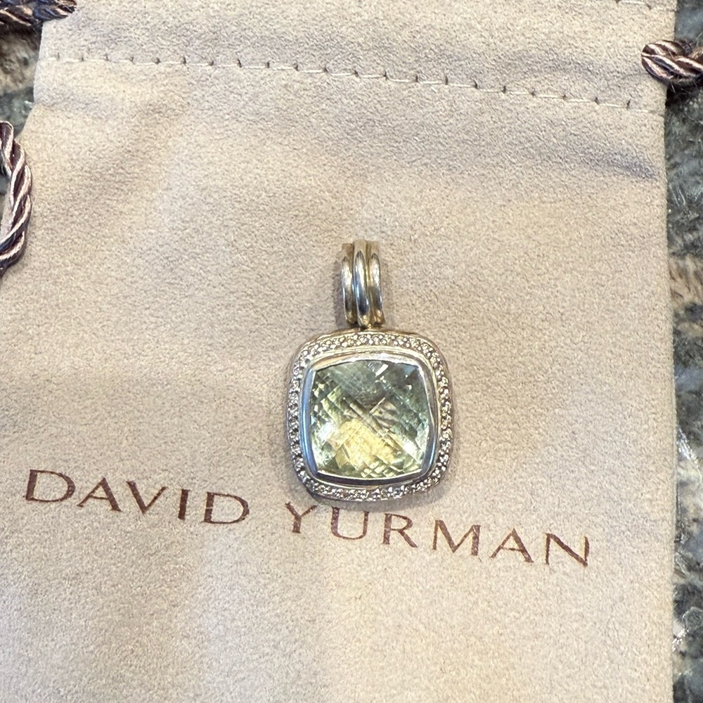 David Yurman Prasiolite & Diamond Albion Pendant 14 mm